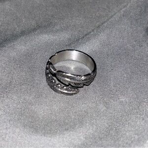 Silver Feather Ring Size 10